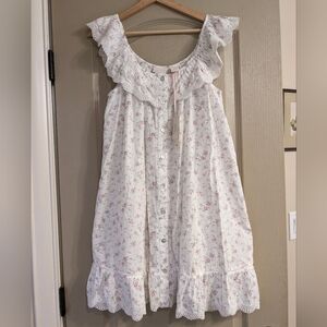 NWT Rachel Ashwell Shabby Chic Floral Cotton Ruffle Lace Chemise Nightgown
